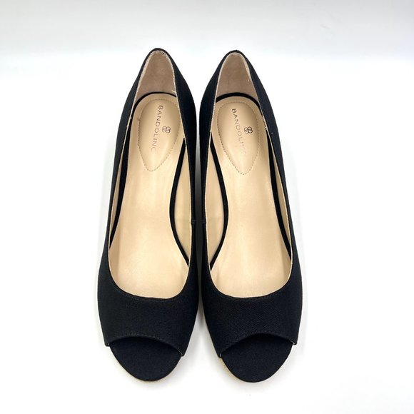 Bandolino Womens Size 8.5 Nuri Black‎ Canvas Espadrilles Wedges Shoes - Picture 3 of 15